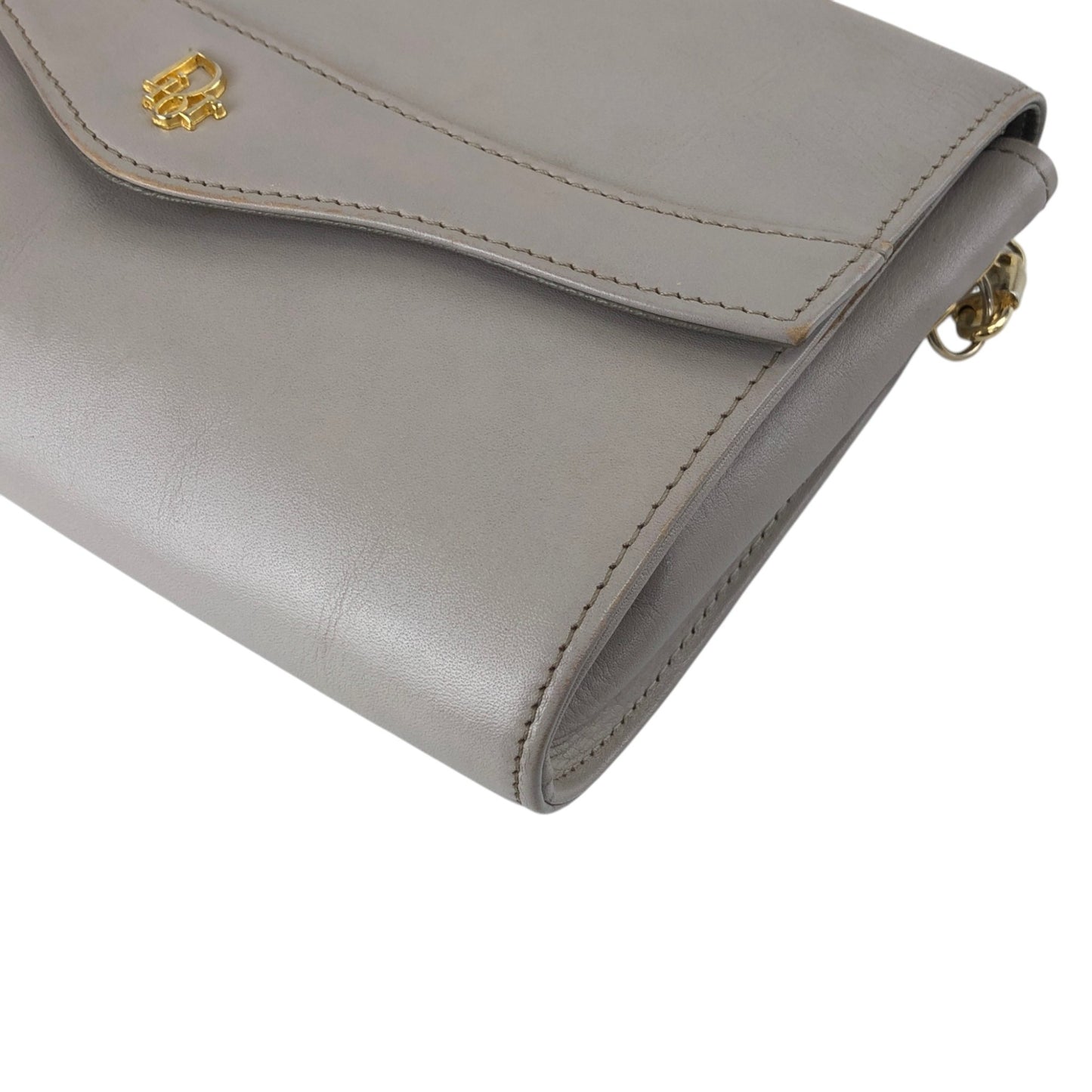 Christian Dior Logo Chain Shoulder bag Gray Vintage kynndd