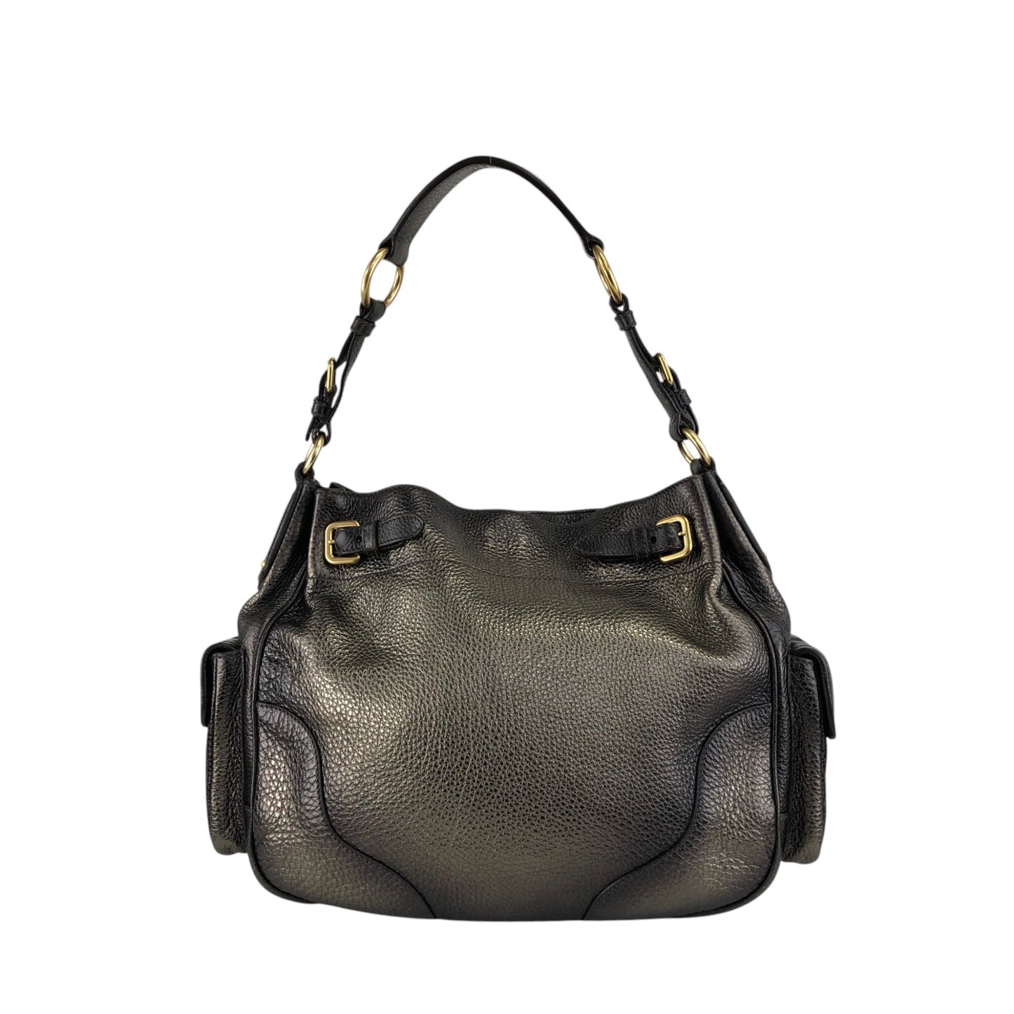 PRADA Logo Side Pocket Two-way Handbag Shoulder bag Bronze Vintage fiftw3