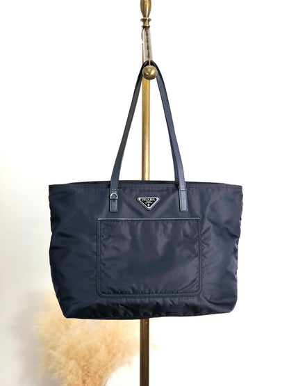 PRADA Tessuto Triangle Logo Totebag Navy Vintage 3j5ghg
