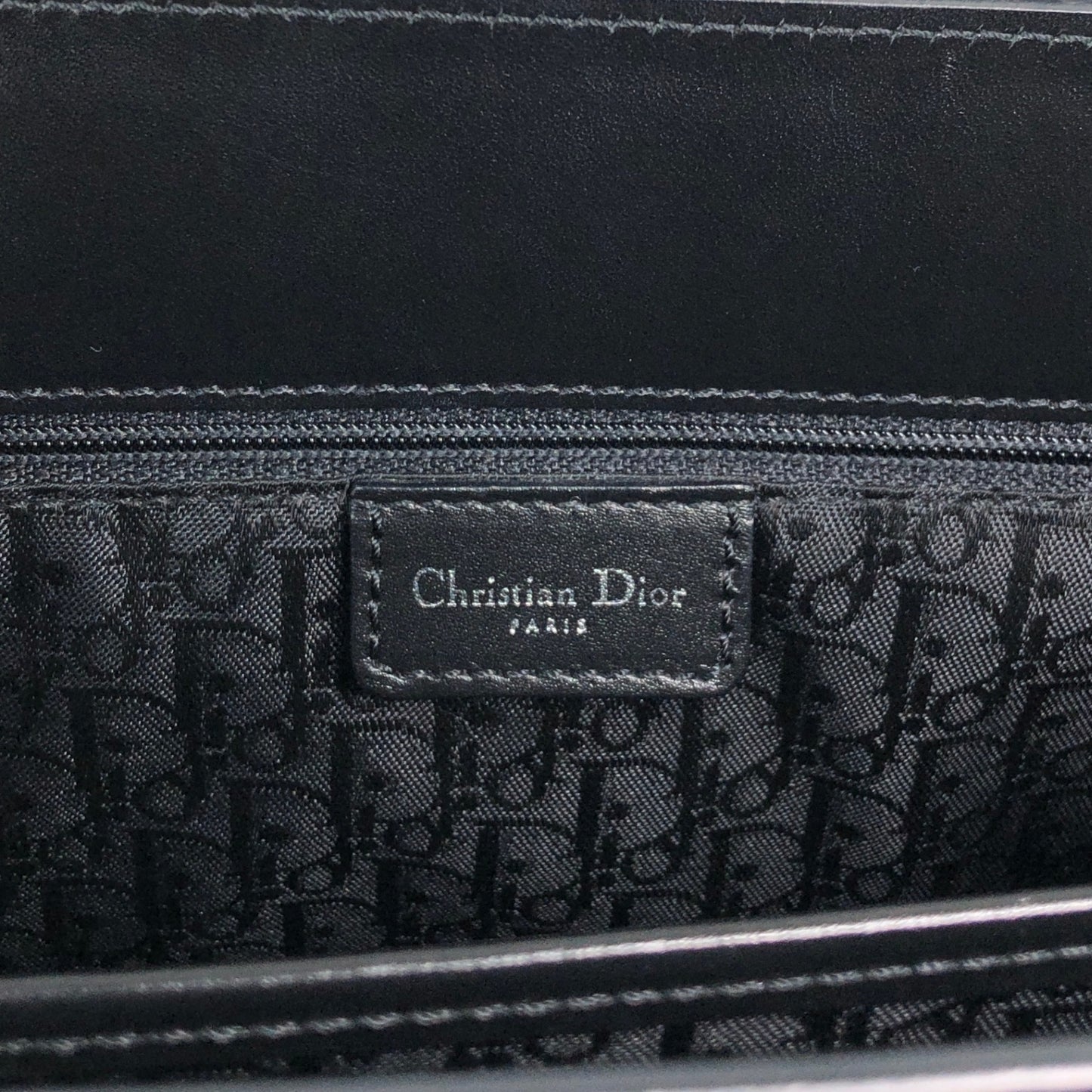 Christian Dior Logo Handbag Black,Indigo Canvas Denim Vintage 554rfk
