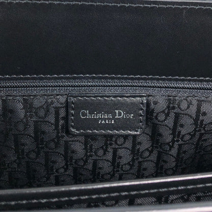 Christian Dior Logo Handbag Black,Indigo Canvas Denim Vintage 554rfk