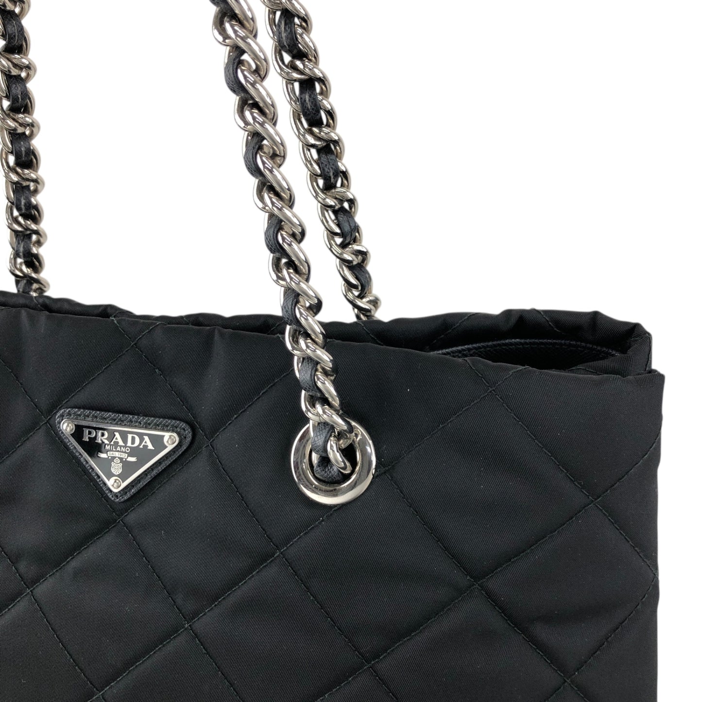 PRADA Triangle Logo Handbag Chain Shoulder bag Black 1BG740 Vintage vfbw8x