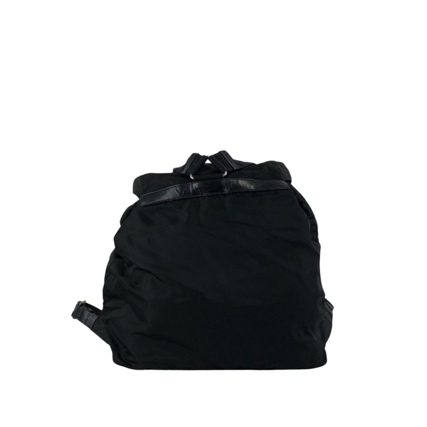 PRADA Tessuto Triangle Logo Double Pocket Backpack Black Vintage mehbr8