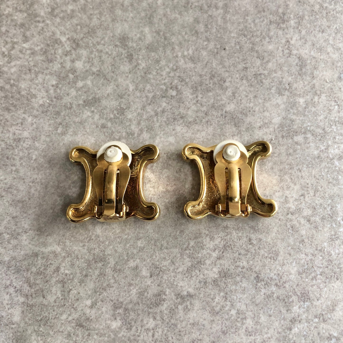 CELINE Triomphe Earrings Gold Vintage h2v8e3