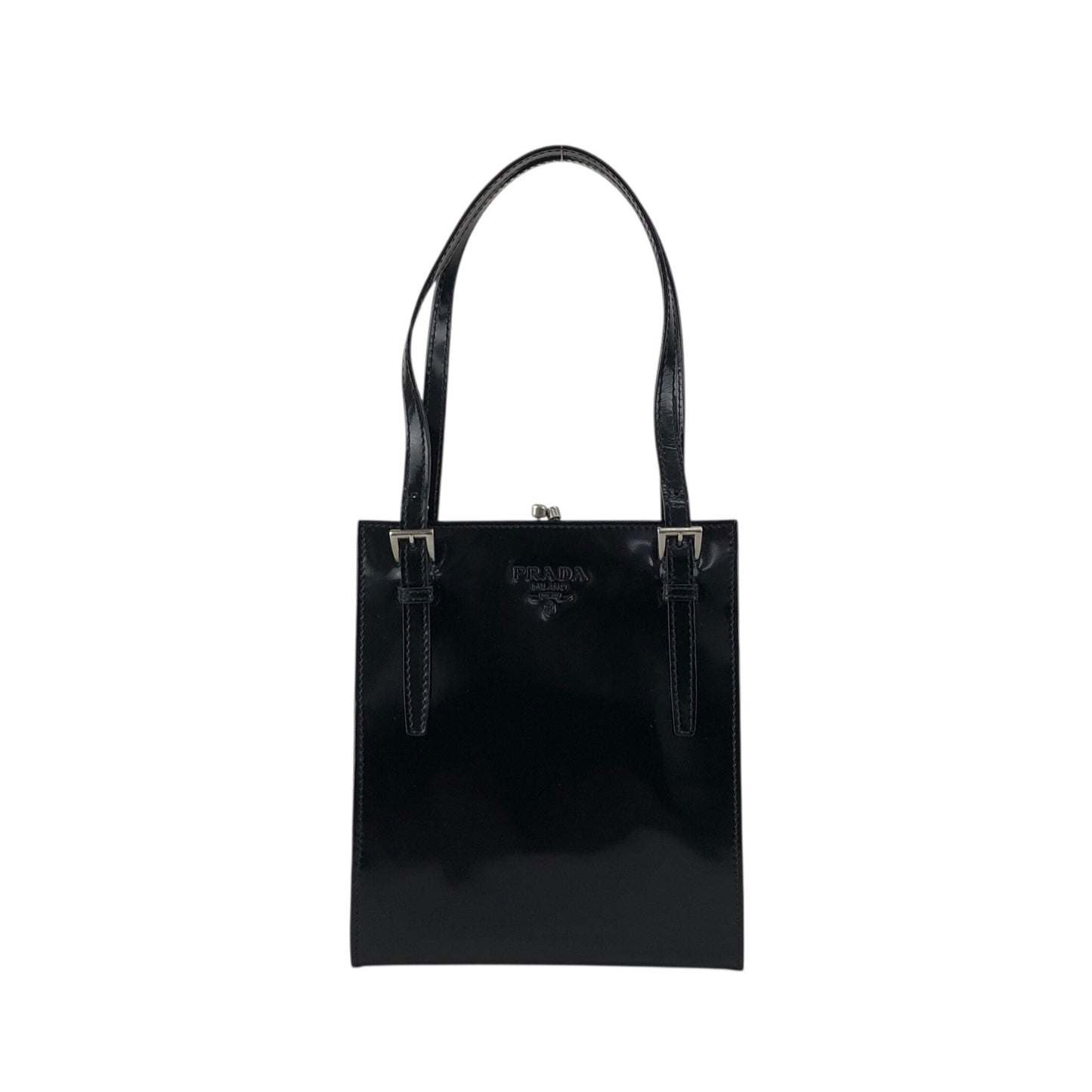 PRADA Logo Small Handbag Black Vintage t6yjus