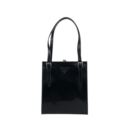 PRADA Logo Small Handbag Black Vintage t6yjus