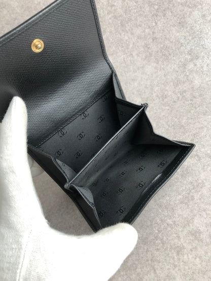 CHANEL Coco Mark Folded Wallet Black Vintage 5kt7pz