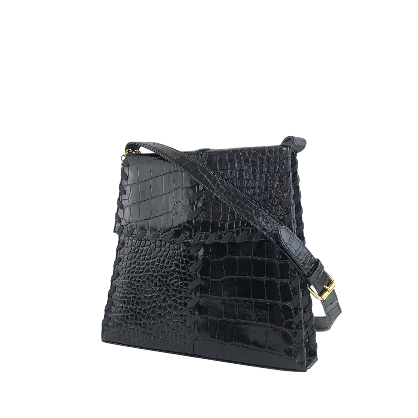 Yves Saint Laurent YSL Logo Charm Shoulder bag Black Vintage p7s3ib