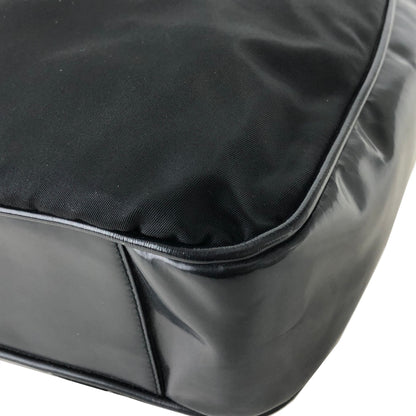 PRADA Triangle Logo Nylon Leather Shoulder bag Hobobag Black Vintage na2ut2