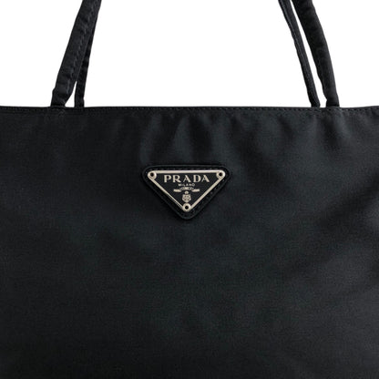 PRADA Triangle Logo Handbag Black Vintage kkmacr