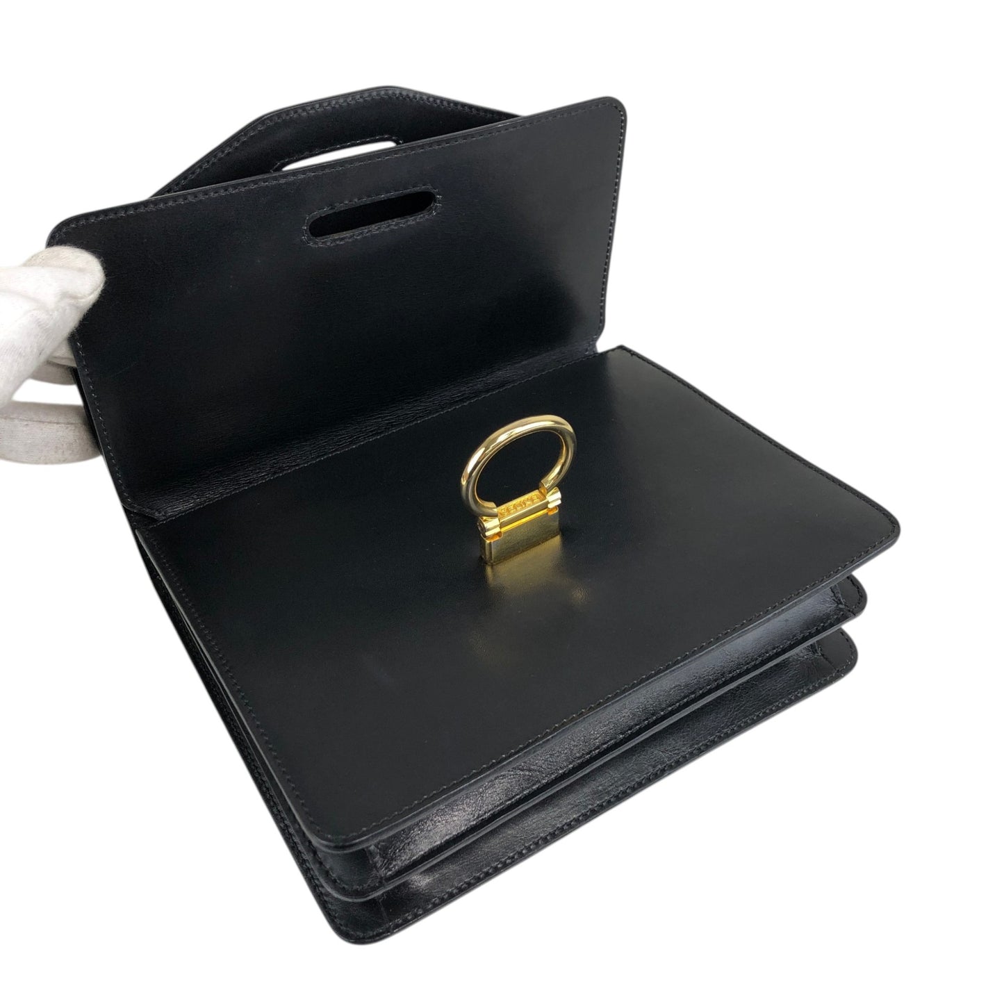 CELINE Gancini Handbag Black Vintage pvi8pi