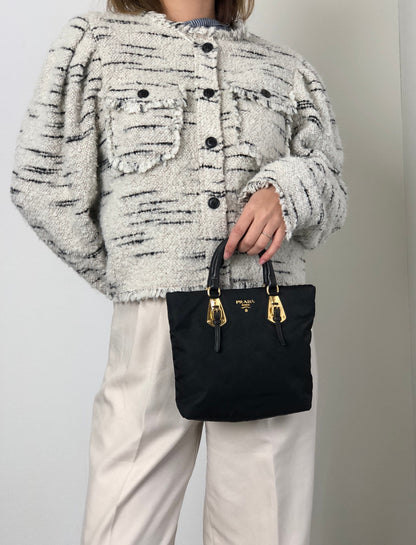 PRADA Logo Handbag Black Vintage zm3r7k