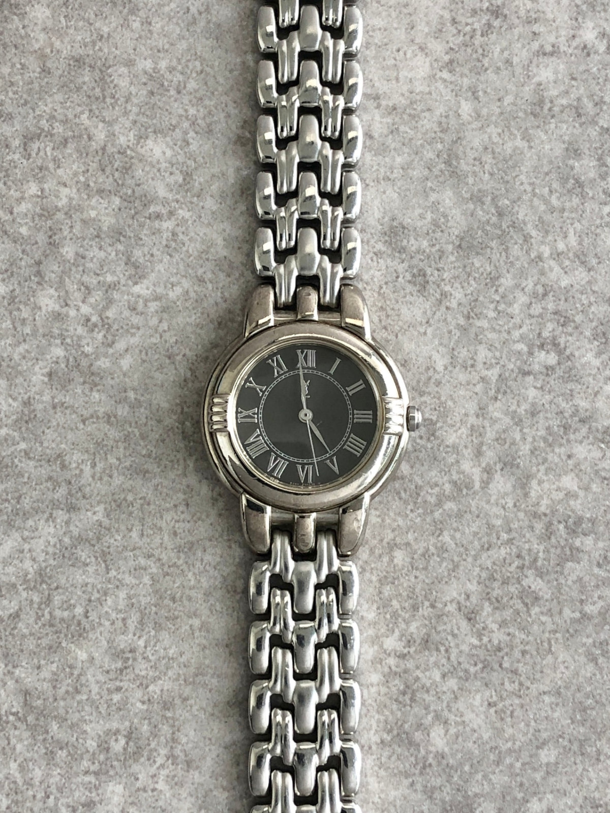 Yves Saint Laurent YSL Logo Quartz Watch Silver 5431-F45979 