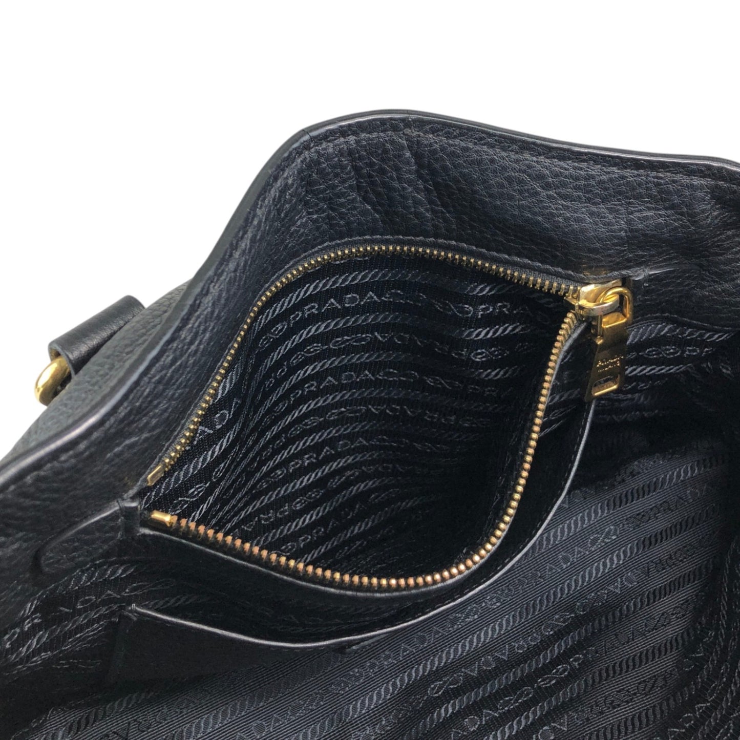 PRADA Logo Two-way Handbag Shoulder bag Black Vintage 7kpf4k