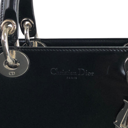 Christian Dior Lady Dior Logo Charm Handbag Black Vintage njm236