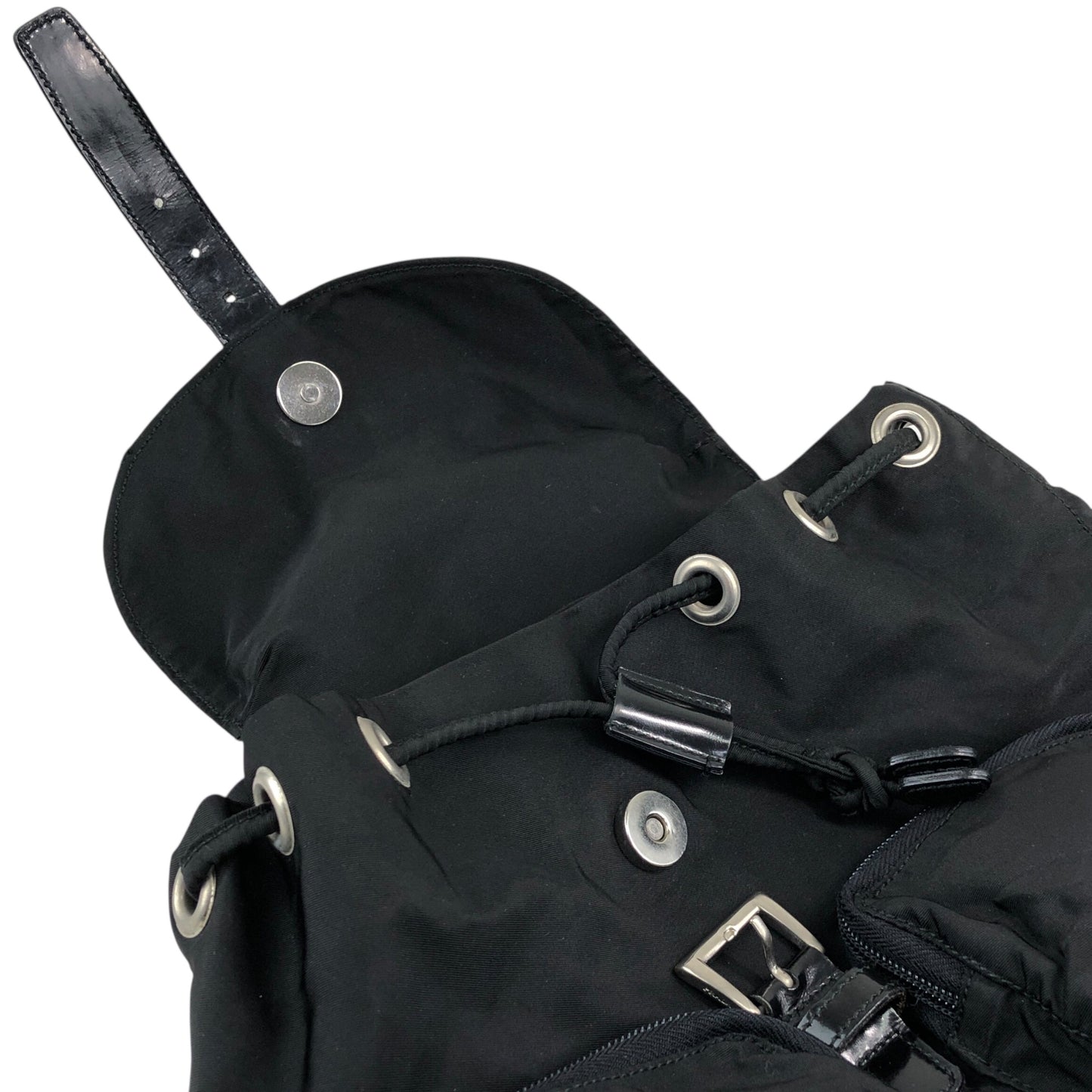 PRADA Tessuto Triangle Logo Double Pocket Backpack Black Vintage msvumv