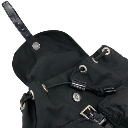 PRADA Tessuto Triangle Logo Double Pocket Backpack Black Vintage msvumv