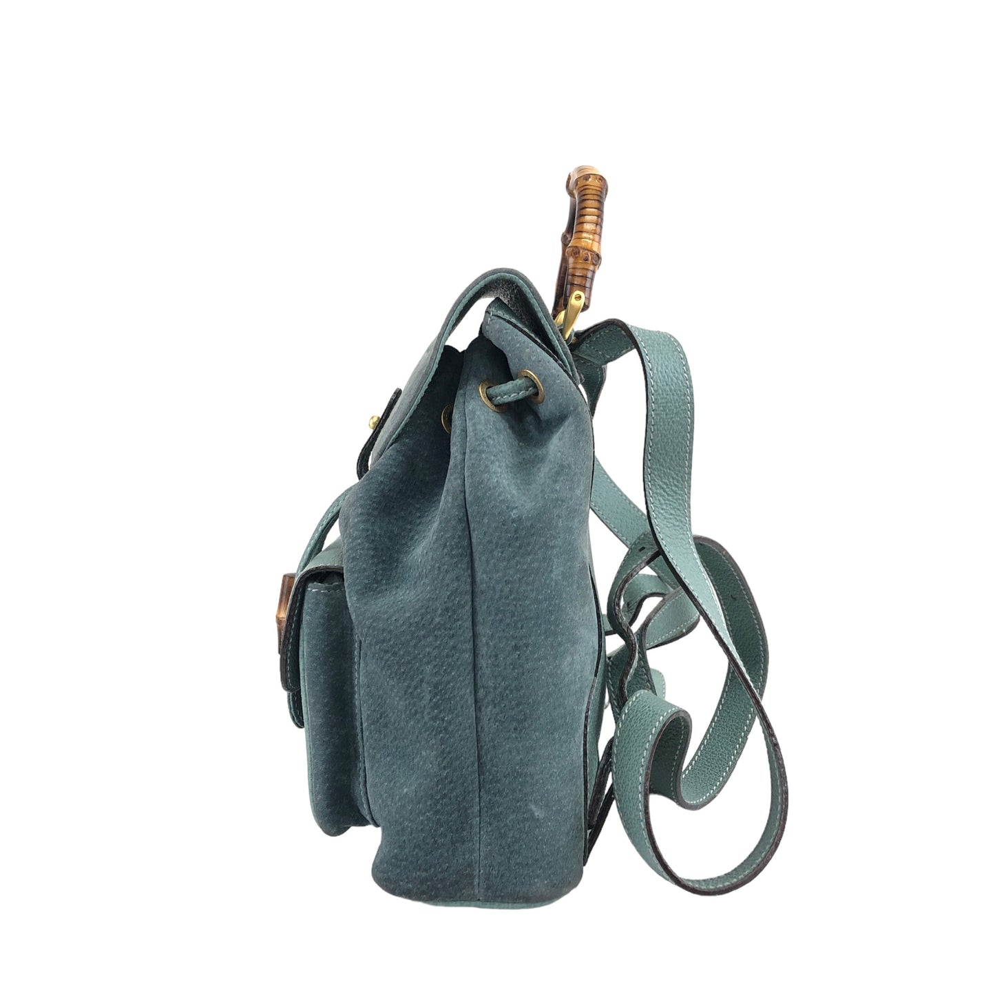 GUCCI Bamboo Suede Backpack Blue Vintage y2m3tw