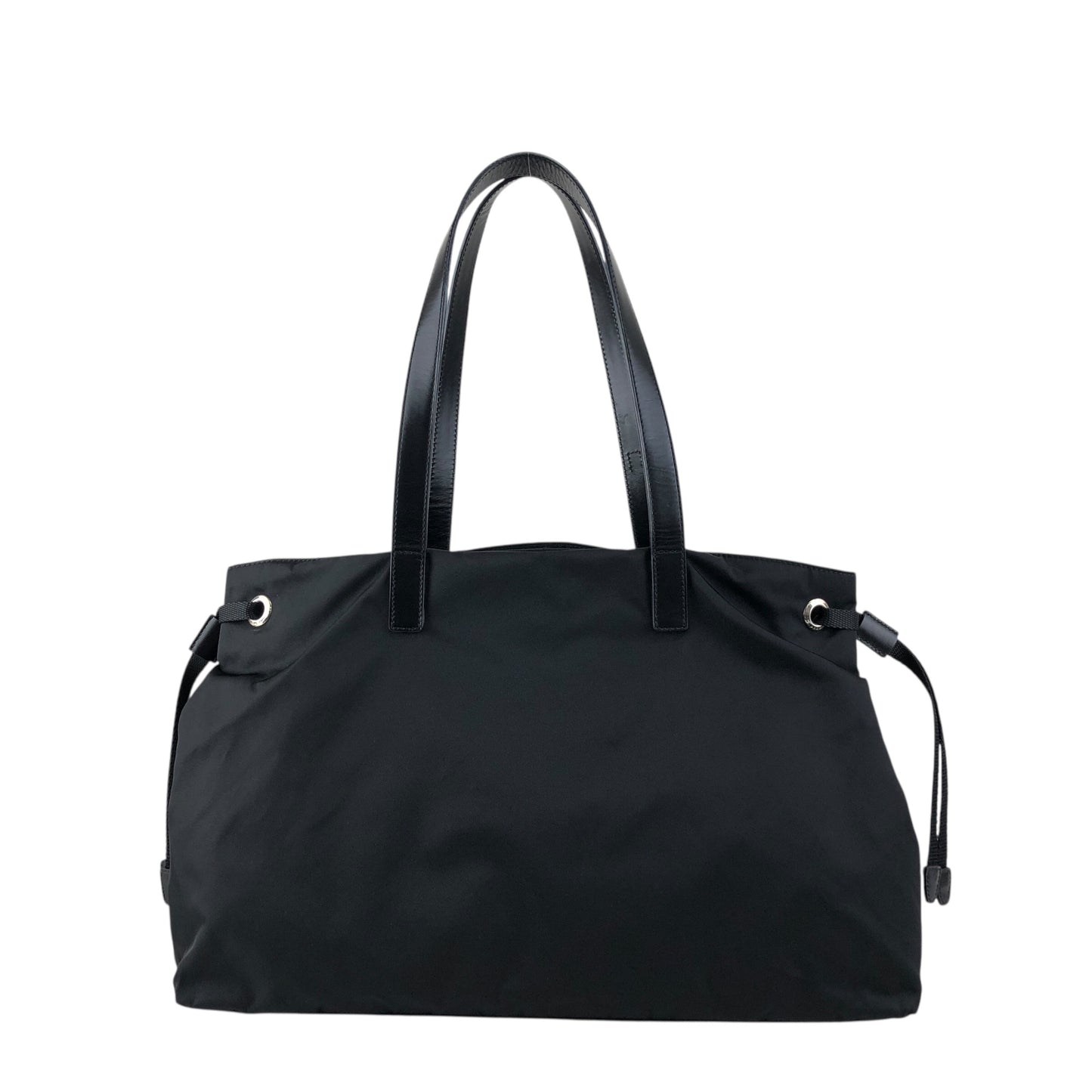 PRADA Tessuto Triangle logo Double Pocket Totebag Black Vintage xrhmgf