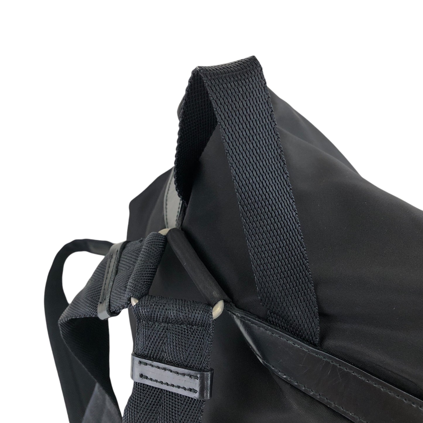 PRADA Triangle Logo Double Pocket Backpack Black Vintage 386zpd