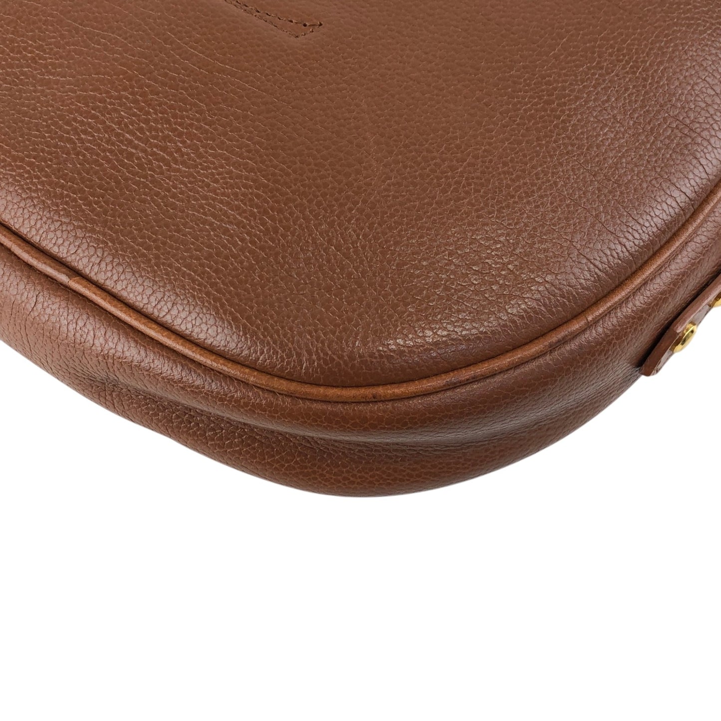 Yves Saint Laurent YSL Logo Circle Shoulder bag Brown Vintage nkx8ax