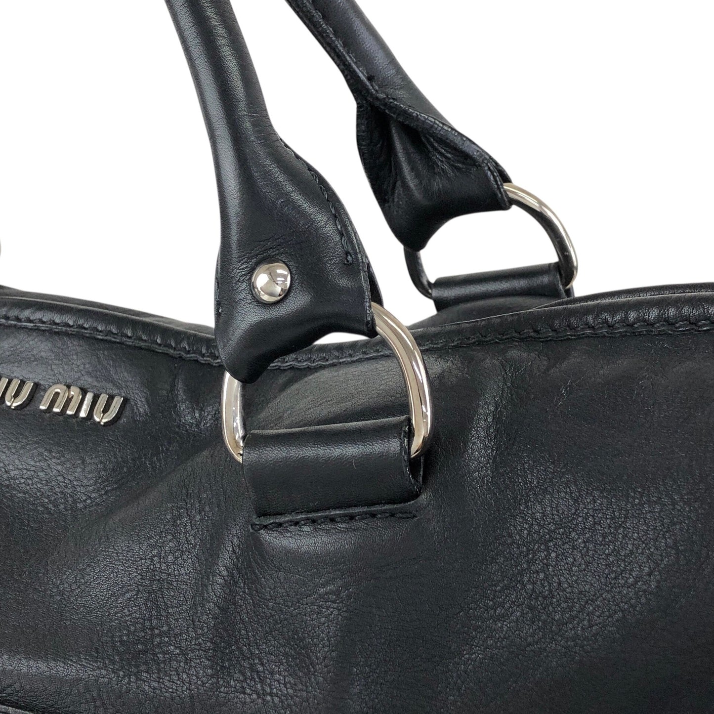 miumiu Front Zipper Handbag Totebag Black Vintage fx4ann
