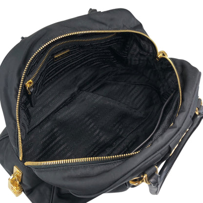 PRADA Logo Two-way Small Boston bag Shoulder bag Black Vintage is5a6n