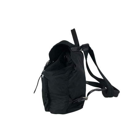 PRADA Tessuto Triangle Logo Front Buckle Backpack Black Vintage bde87k