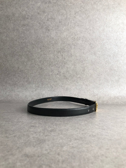 CELINE Horse Carriage Belt Black Vintage j7kdt3
