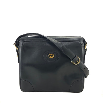 GUCCI GG  Leather Shoulder bag Navy Vintage vv2zyd