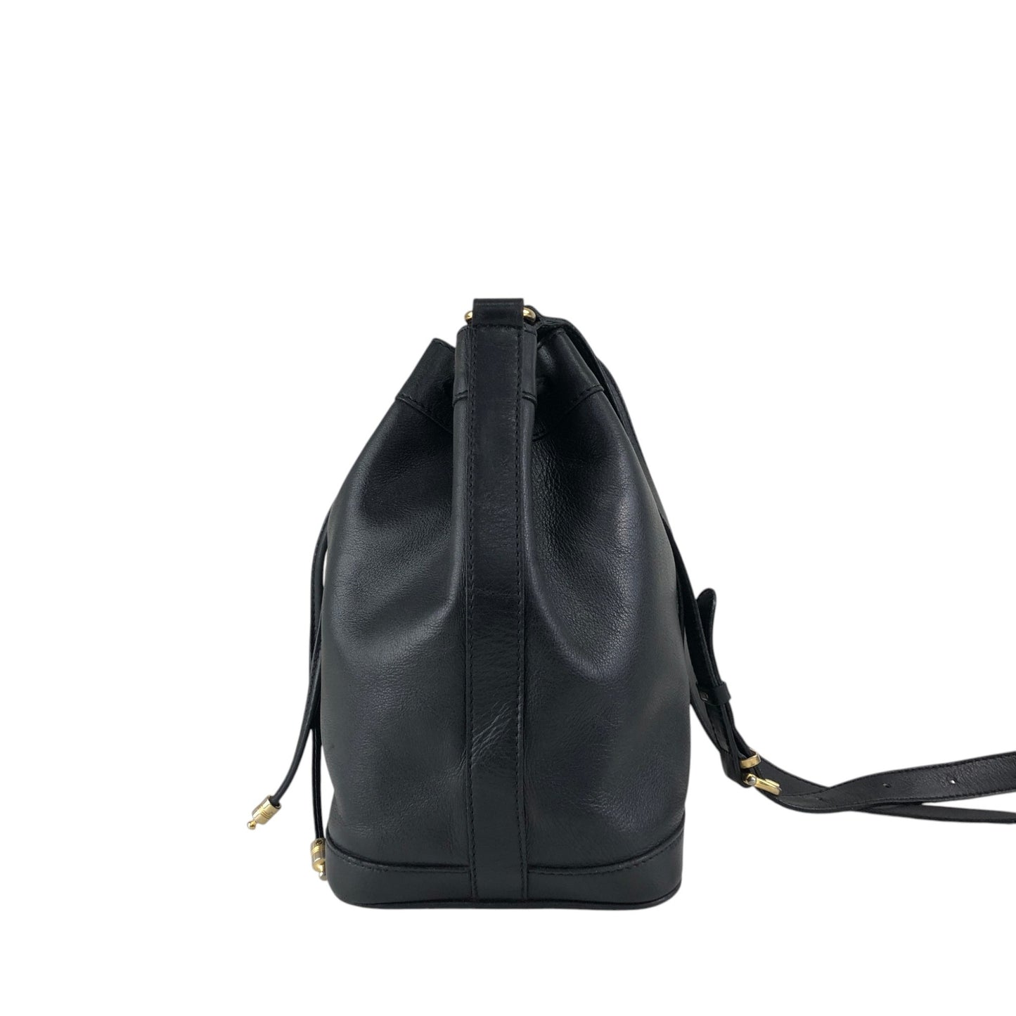 CELINE Blason Drawstring Shoulder bag Black Vintage 2vim3n