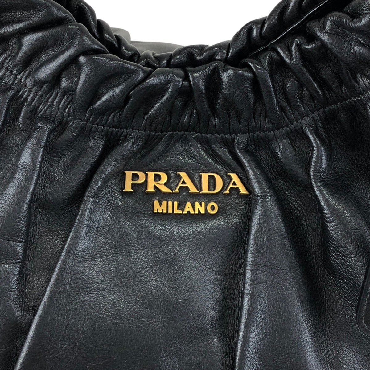 PRADA Logo Shoulder bag Hobobag Black Vintage k2n6cf