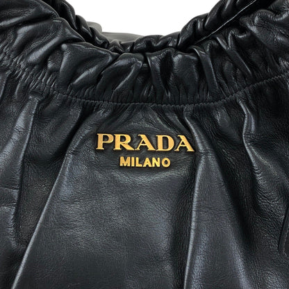 PRADA Logo Shoulder bag Hobobag Black Vintage k2n6cf