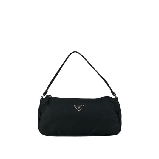 PRADA Tessuto Triangle Logo Small Handbag Black Vintage 7u2u85