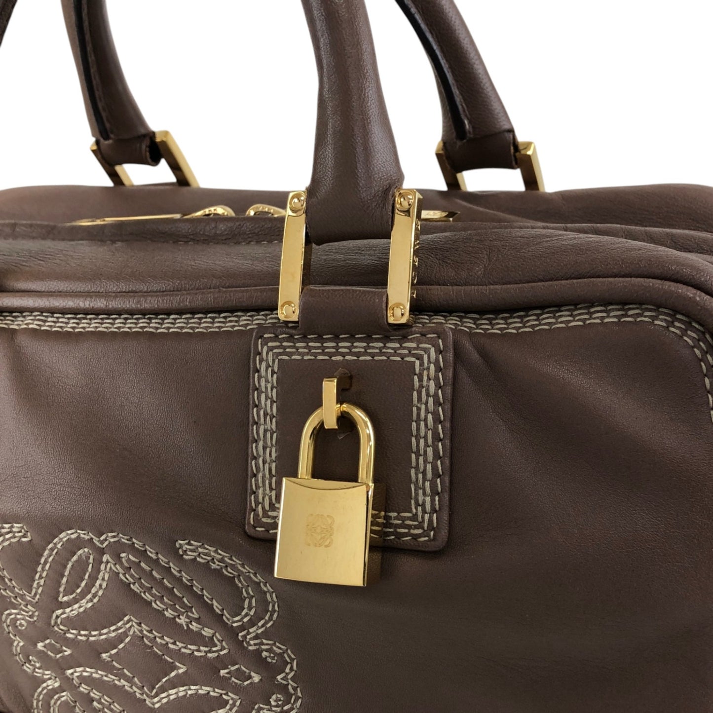 LOEWE Amazona28 Anagram Handbag Boston bag Brown Vintage f75cvh