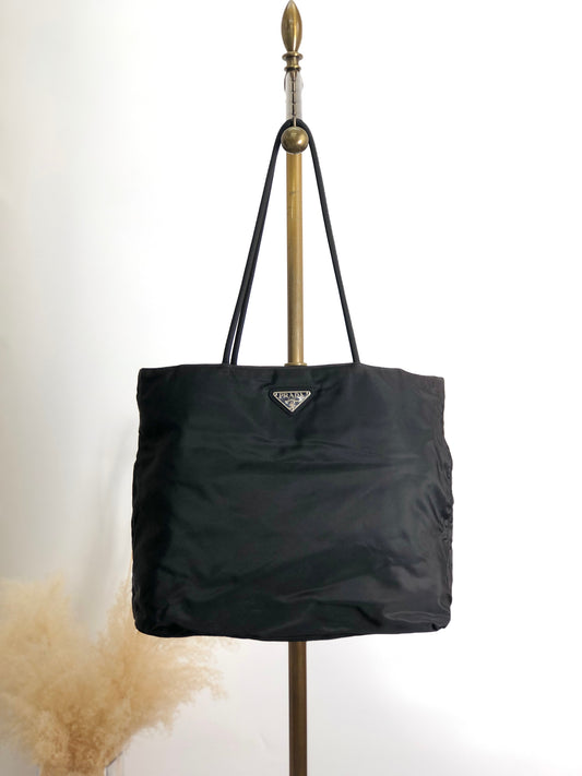 PRADA Triangle Logo Totebag Black Vintage v2r633