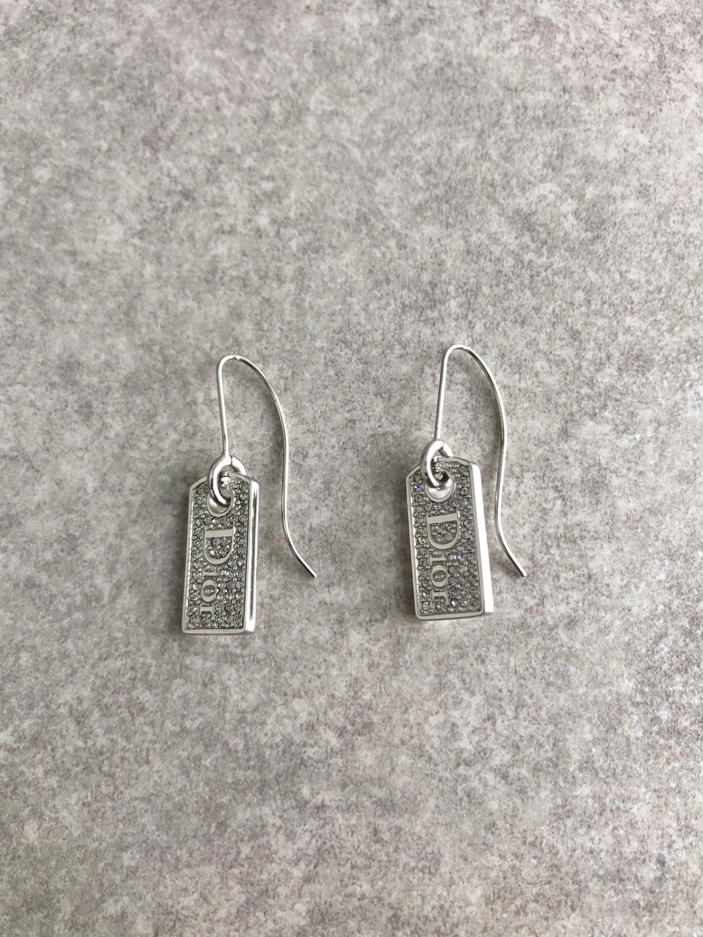 Christian Dior Logo Motif Stone Pierced Silver Vintage xzjvy6