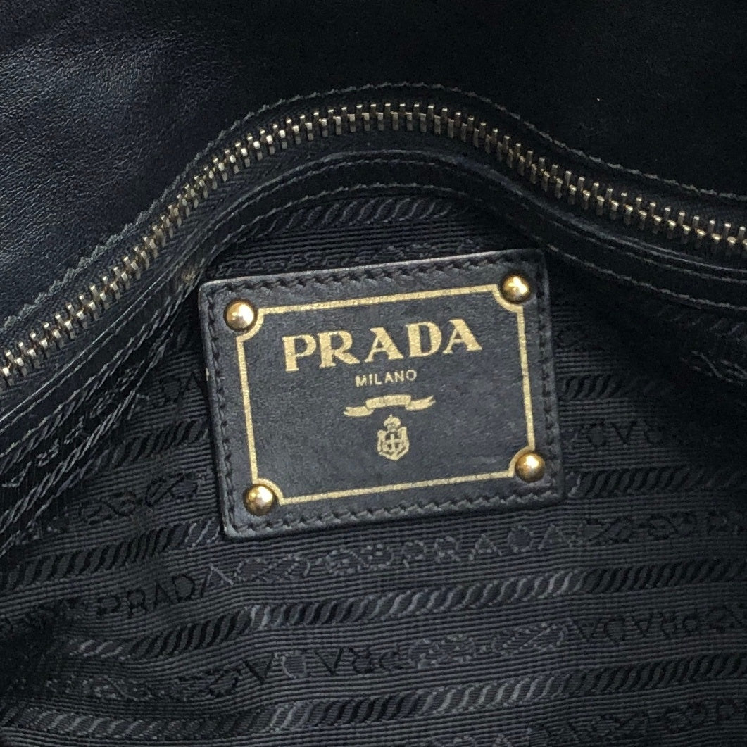 PRADA Logo Two-way Handbag Shoulder bag Black Vintage 7axa82