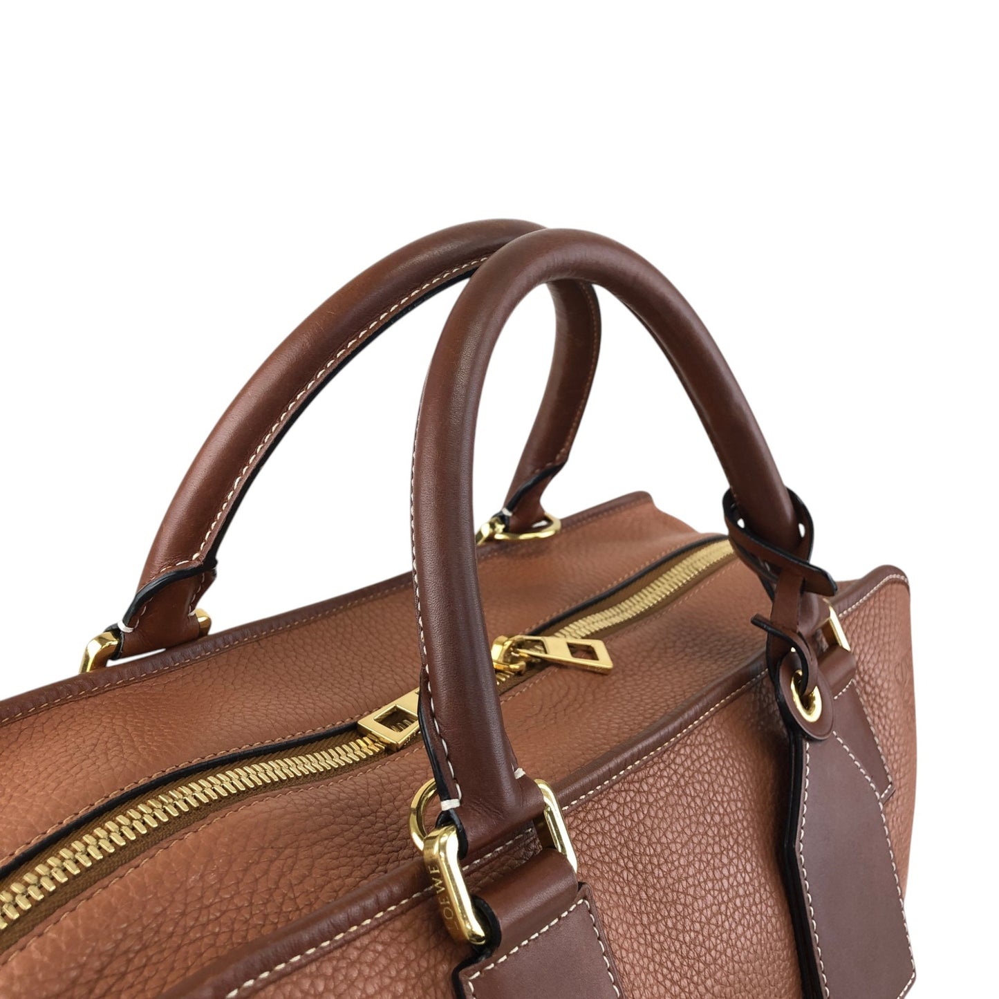 LOEWE Amazona36 Anagram Handbag Boston bag PinkBrown Vintage 2x2n6u