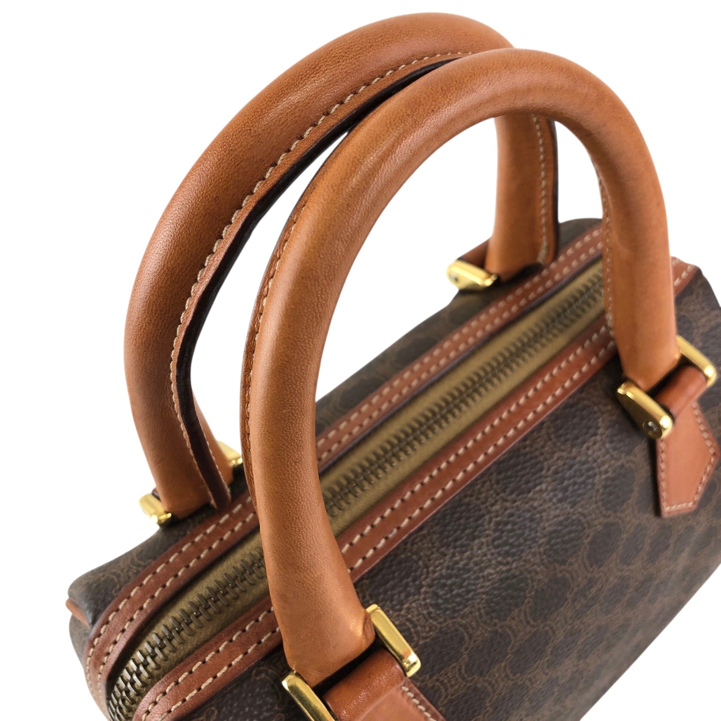 CELINE Macadam Two-way Small Handbag Shoulder bag Brown Vintage 6ryc2n