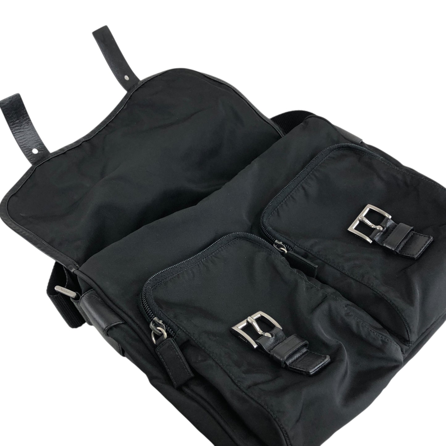 PRADA Triangle Logo Shoulder bag Black Vintage s5jtyw