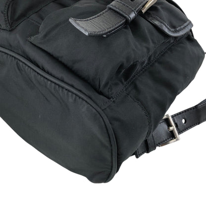 PRADA Tessuto Triangle Logo Double Pocket Backpack Black Vintage xgxrpz