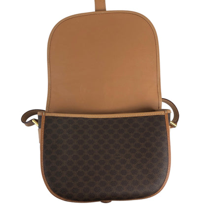 CELINE Macadam Blason Flap Shoulder bag Brown Vintage 7sfwkz