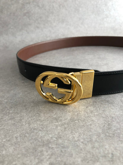 GUCCI GG Belt Black 036 1192 4964 Vintage u5arka