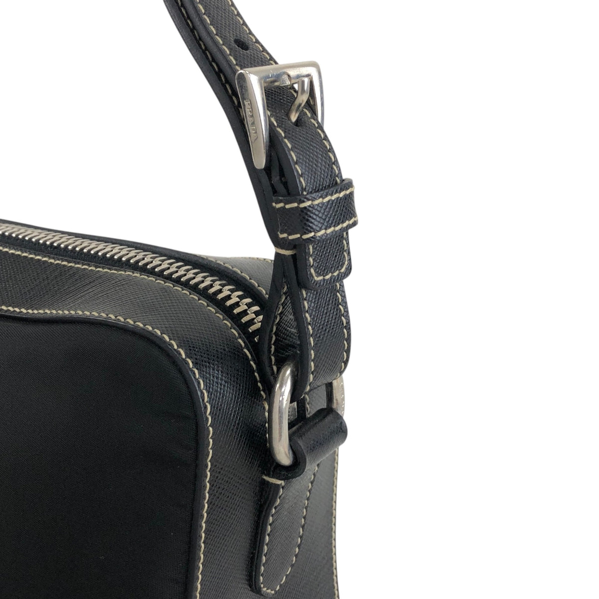 PRADA Tessuto Triangle Logo Shoulder bag Black Vintage mshu7d