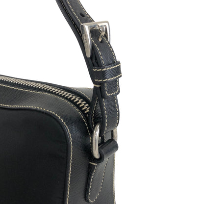 PRADA Tessuto Triangle Logo Shoulder bag Black Vintage mshu7d