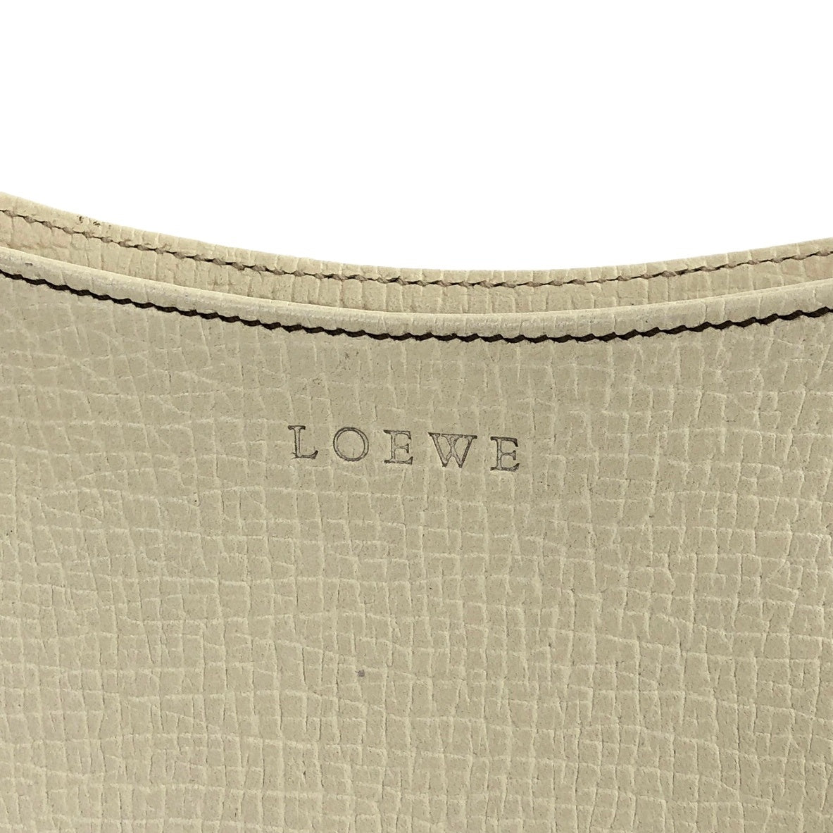 LOEWE Logo Leather Shoulder bag Hobobag Beige Vintage 2uy6ij