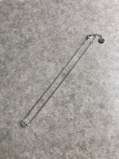 Christian Dior CD Logo Rhinestone Necklace Silver Vintage 58eydu