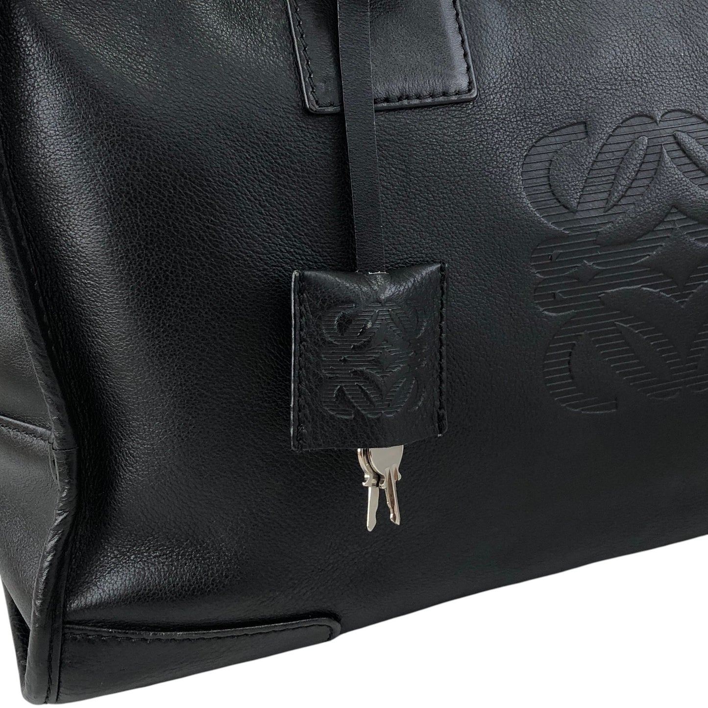 LOEWE Amazona36 Anagram Small Boston bag Handbag Black Vintage gc7zrx
