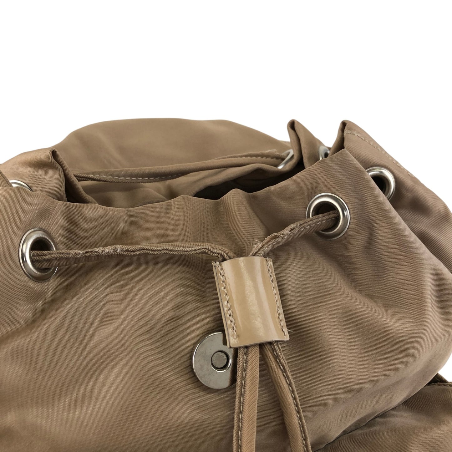 PRADA Tessuto Triangle Logo Double Pocket Backpack Beige Vintage nhc32x